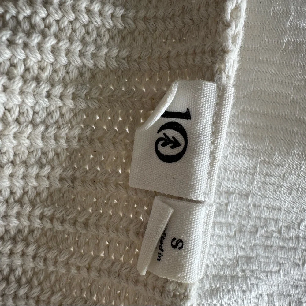 tentree cotton  Cream V-Neck Sweater small - Picture 4 of 5